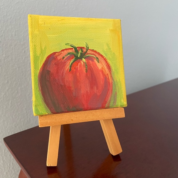 Original 3”x3” tomato painting - Picture 2 of 5